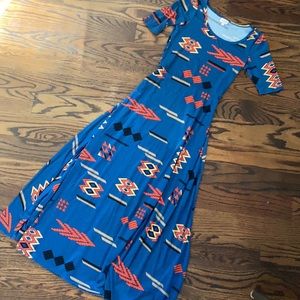 Lularoe Ana maxi dress Aztec blue orange small